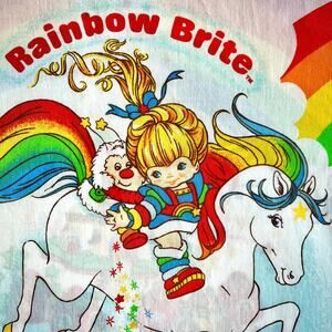 Vintage Rainbow Brite Full Flat Sheet 1983 Hallmark Bibb Stranger Things Bedding